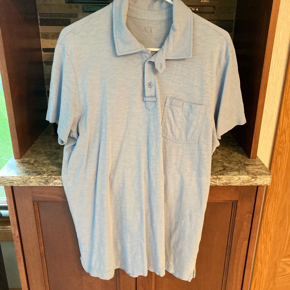 A/X Armani Exchange Blue Polo Shirt Soft Cotton Classic